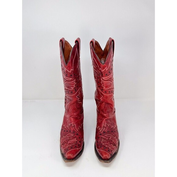 Dan Post Sidewinder Womens Western Boots Red Leather Mid Calf Cowgirl US 7.5 M - Picture 3 of 9
